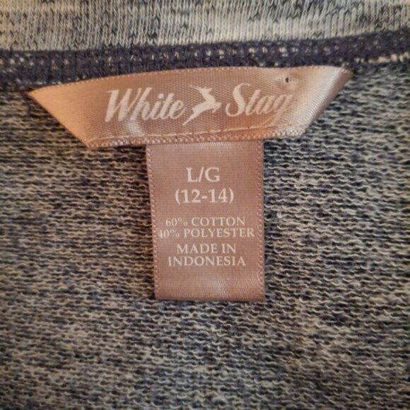 White Stag Women's Heathered Blue And White Knit Top - Picture 4 of 7
